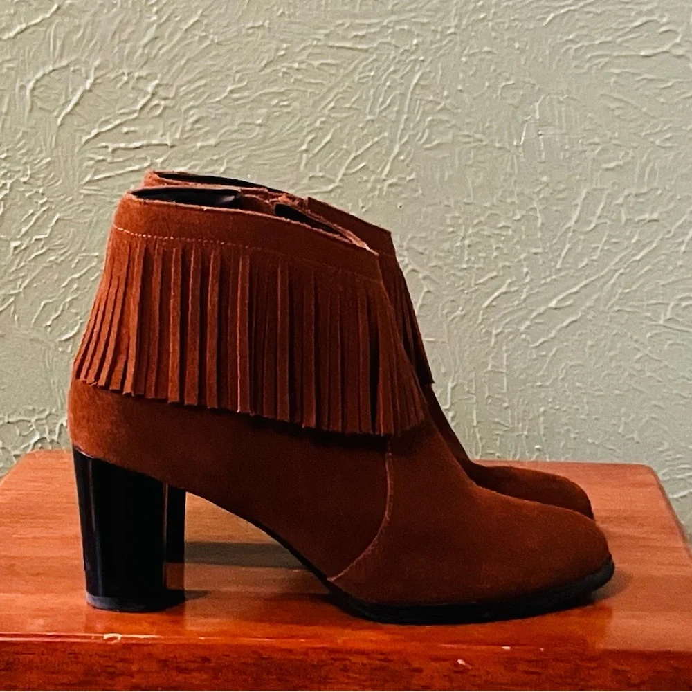 David Tate Rust/Brown Fringe Ankle Boots - Picture 5 of 9